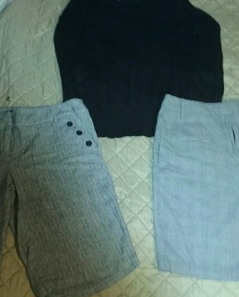 2 Vintage Plaid Shorts Sz6 & Loft Small Black Top - Picture 6 of 8